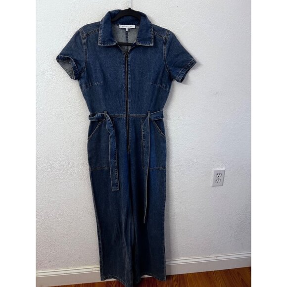Sofie The Label Blue Denim Ashton Jumpsuit With Belt & Pockets Size M - Picture 1 of 9